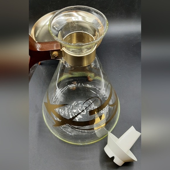 Vintage Inland Glass Atomic Glass Coffee Carafe With Lid & Candle Warmer Stand - Picture 5 of 8